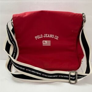 POLO RALPH LAUREN | vintage 90’s red nylon messenger bag